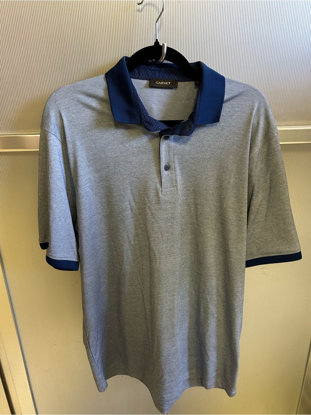 Garnet Men's Grey Polo Shirt with Navy Trim